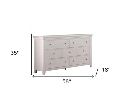 White Solid Wood Seven Drawer Triple Dresser image 4