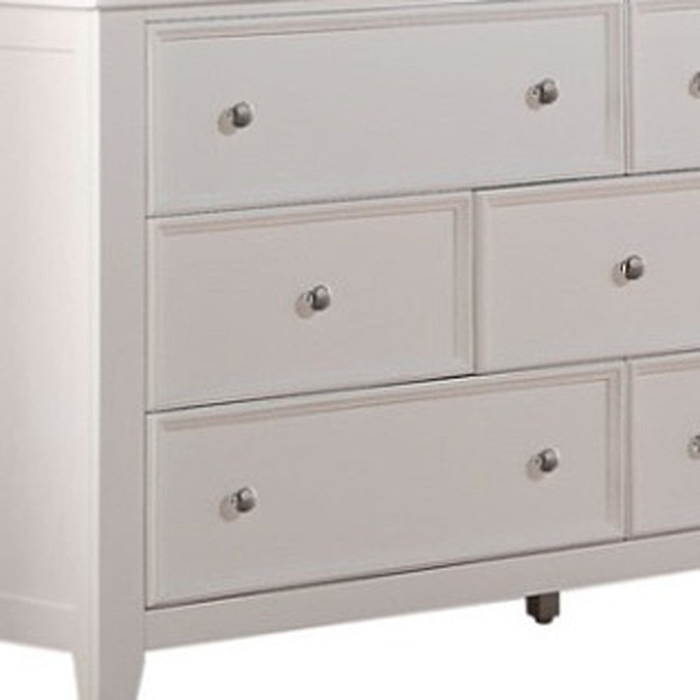 White Solid Wood Seven Drawer Triple Dresser image 3