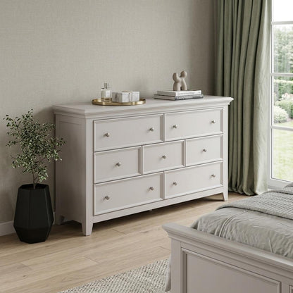 White Solid Wood Seven Drawer Triple Dresser image 1
