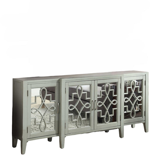 Gray & Silver Solid Wood Console Table