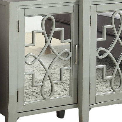 Gray & Silver Solid Wood Console Table