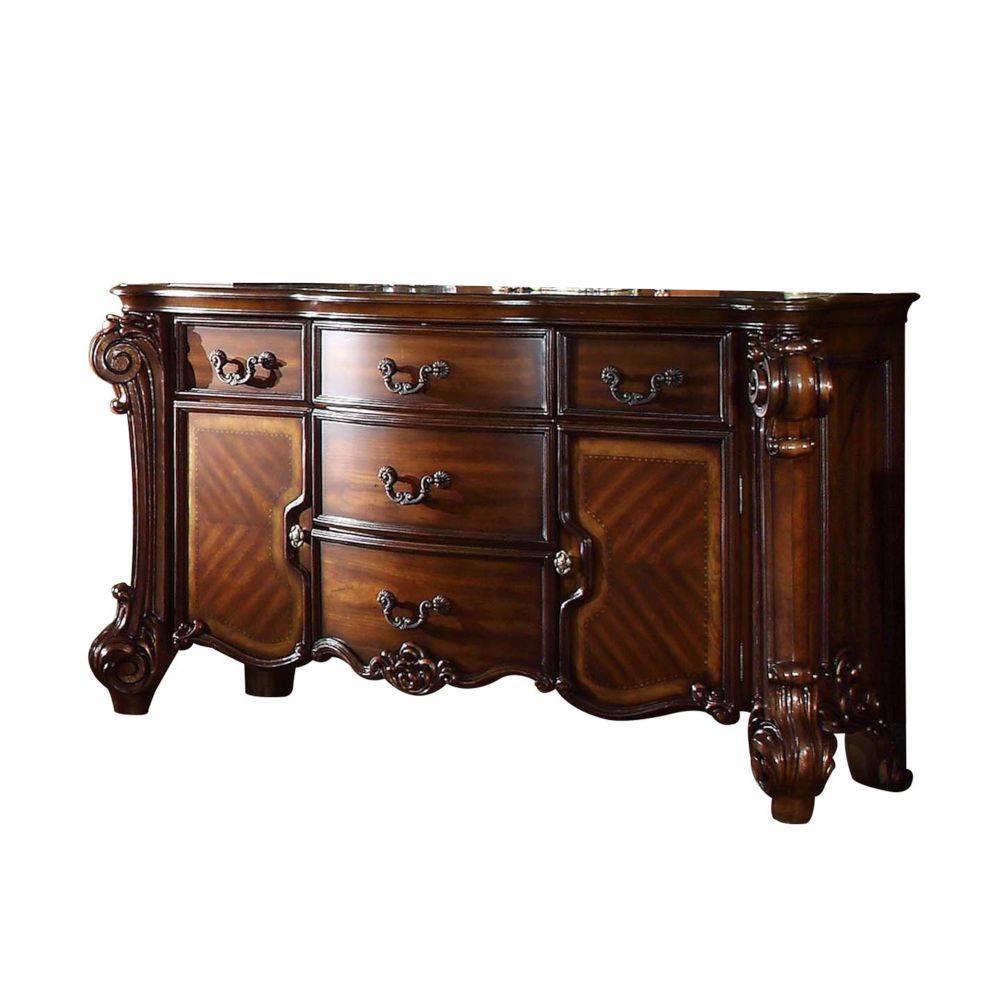 Gunmetal Grey Crackle Finish 6-Drawer Double Dresser