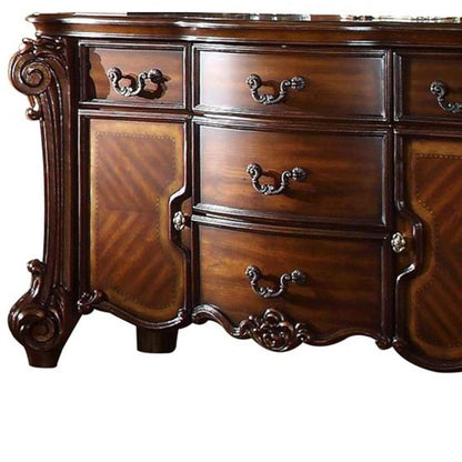 Gunmetal Grey Crackle Finish 6-Drawer Double Dresser