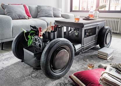 Brown & Black Solid Wood Coffee Table