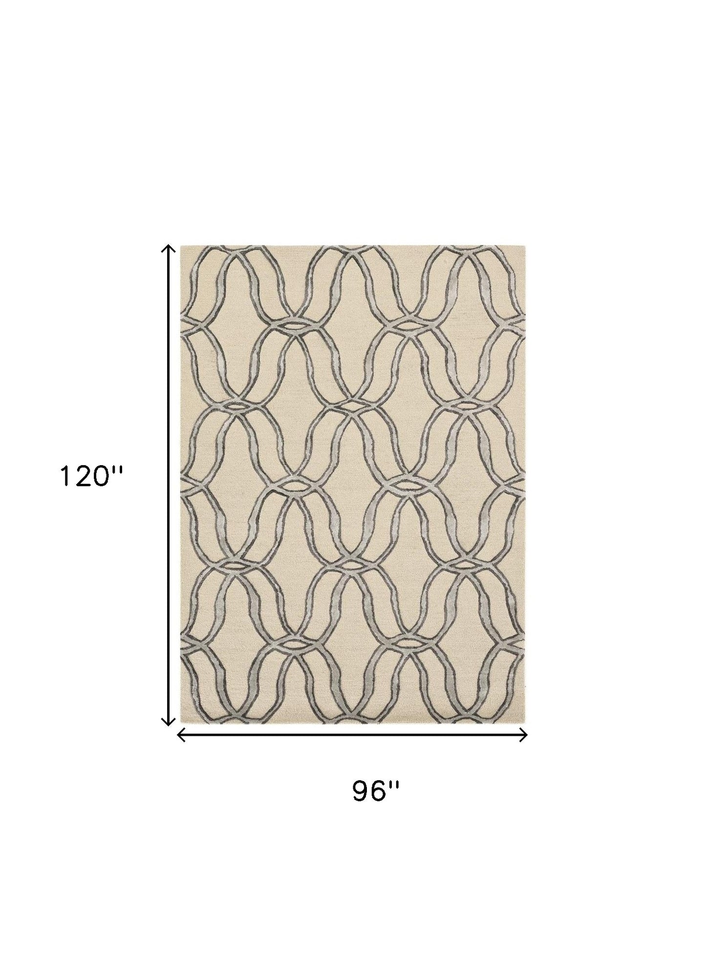8 x 10 Beige & Silver Wool Vermicular Hand Tufted Rug