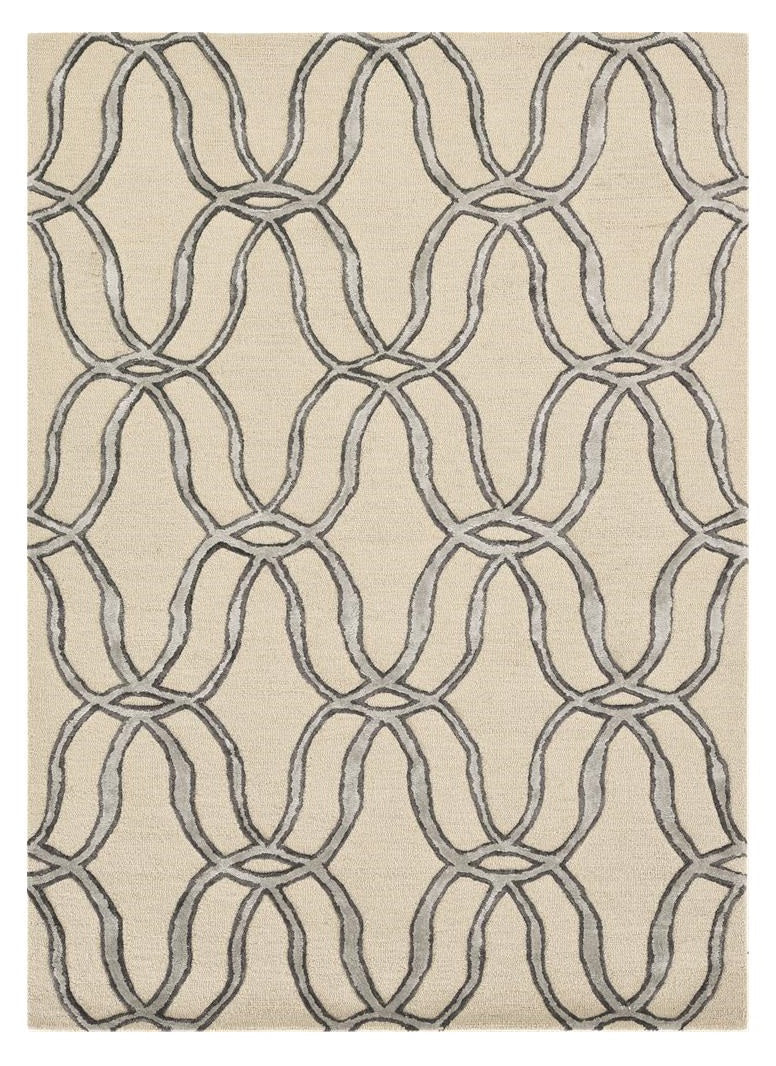 8 x 10 Beige & Silver Wool Vermicular Hand Tufted Rug