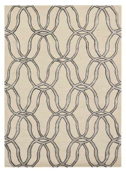 8 x 10 Beige & Silver Wool Vermicular Hand Tufted Rug