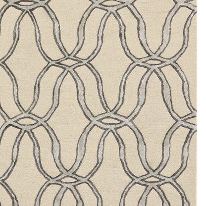 8 x 10 Beige & Silver Wool Vermicular Hand Tufted Rug