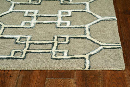 115 Brown & Ivory Wool Trellis Hand Tufted Rug