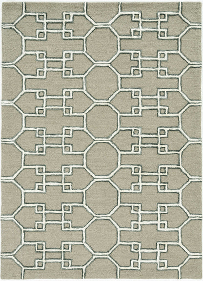 115 Brown & Ivory Wool Trellis Hand Tufted Rug