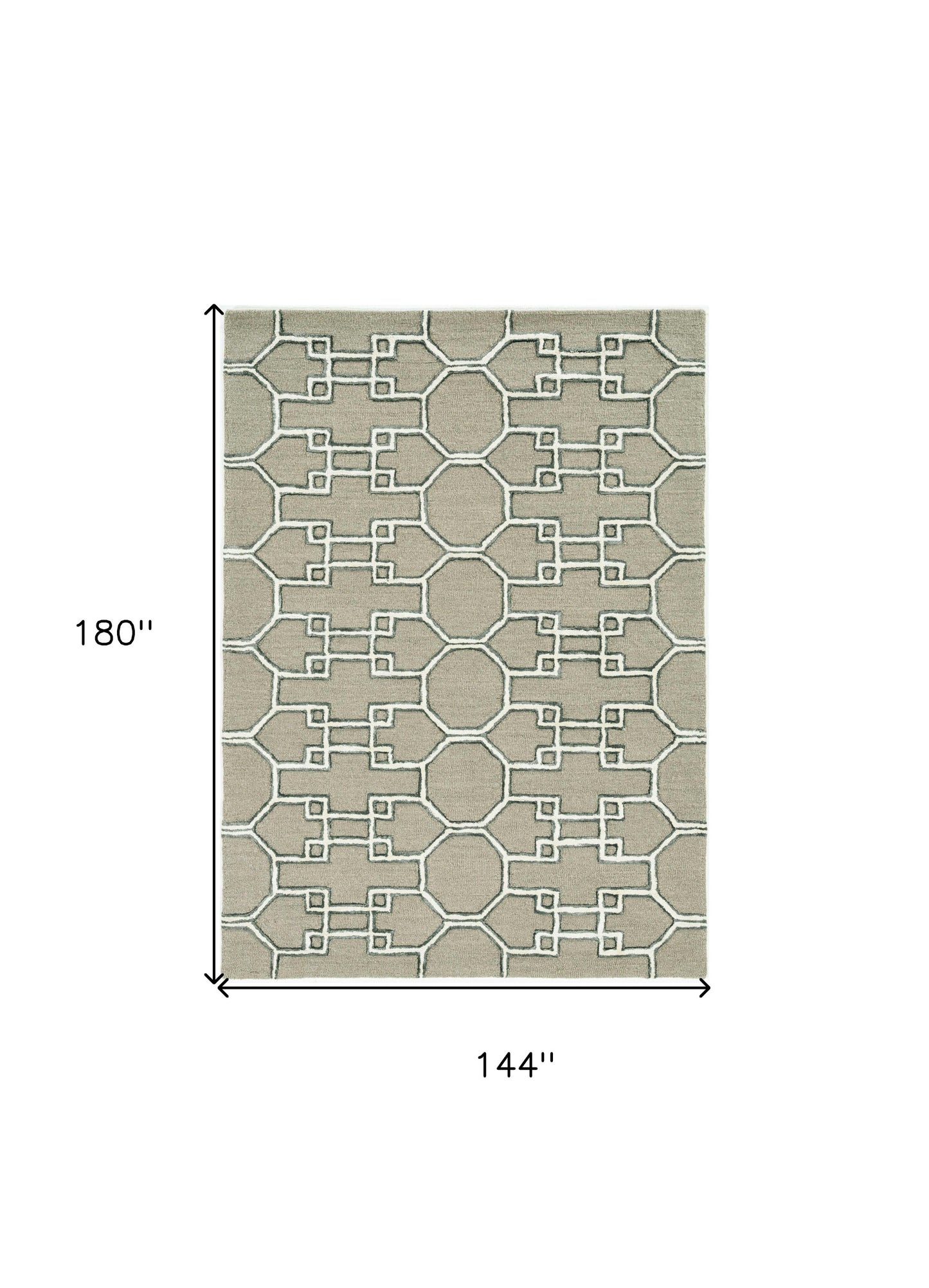 115 Brown & Ivory Wool Trellis Hand Tufted Rug