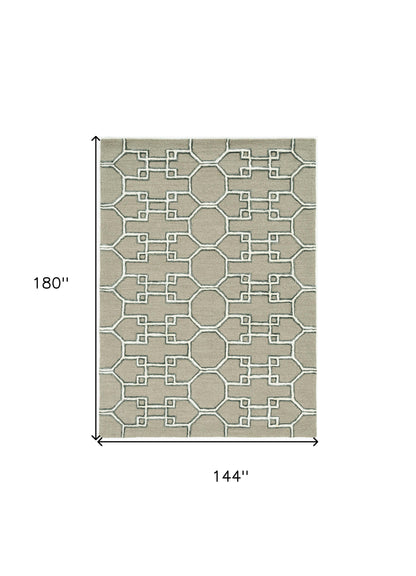115 Brown & Ivory Wool Trellis Hand Tufted Rug