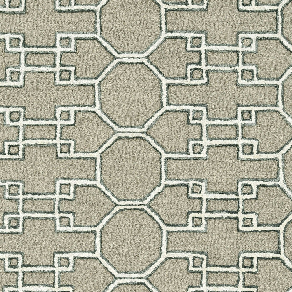 115 Brown & Ivory Wool Trellis Hand Tufted Rug