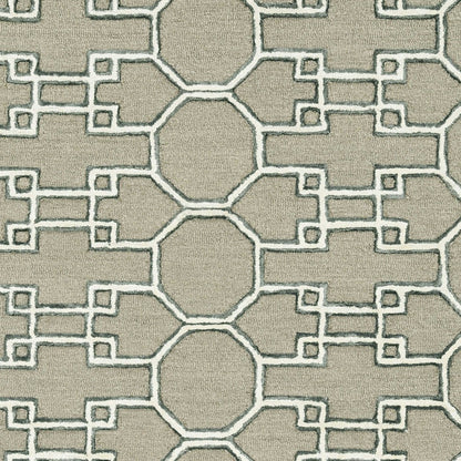 115 Brown & Ivory Wool Trellis Hand Tufted Rug