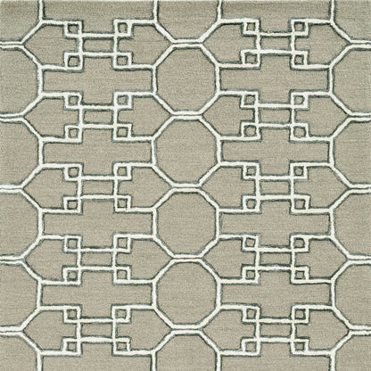 115 Brown & Ivory Wool Trellis Hand Tufted Rug