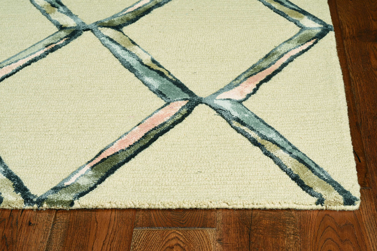 115 Cream Wool Geometric Hand Tufted Rug
