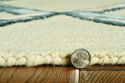 115 Cream Wool Geometric Hand Tufted Rug