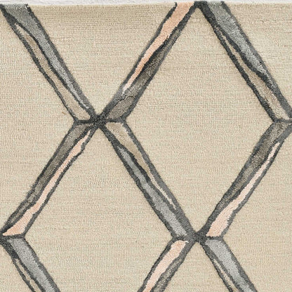115 Cream Wool Geometric Hand Tufted Rug