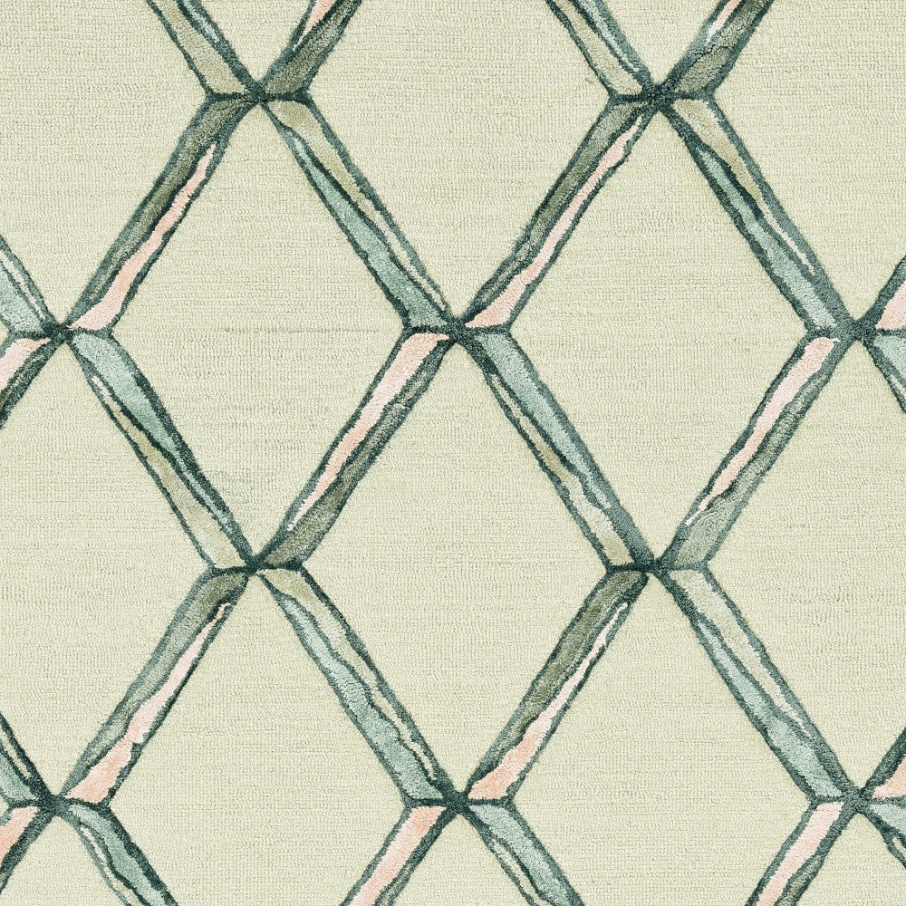 115 Cream Wool Geometric Hand Tufted Rug