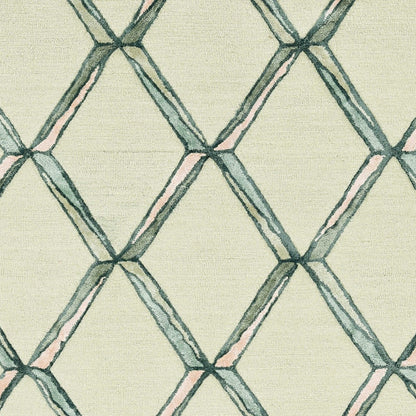 115 Cream Wool Geometric Hand Tufted Rug