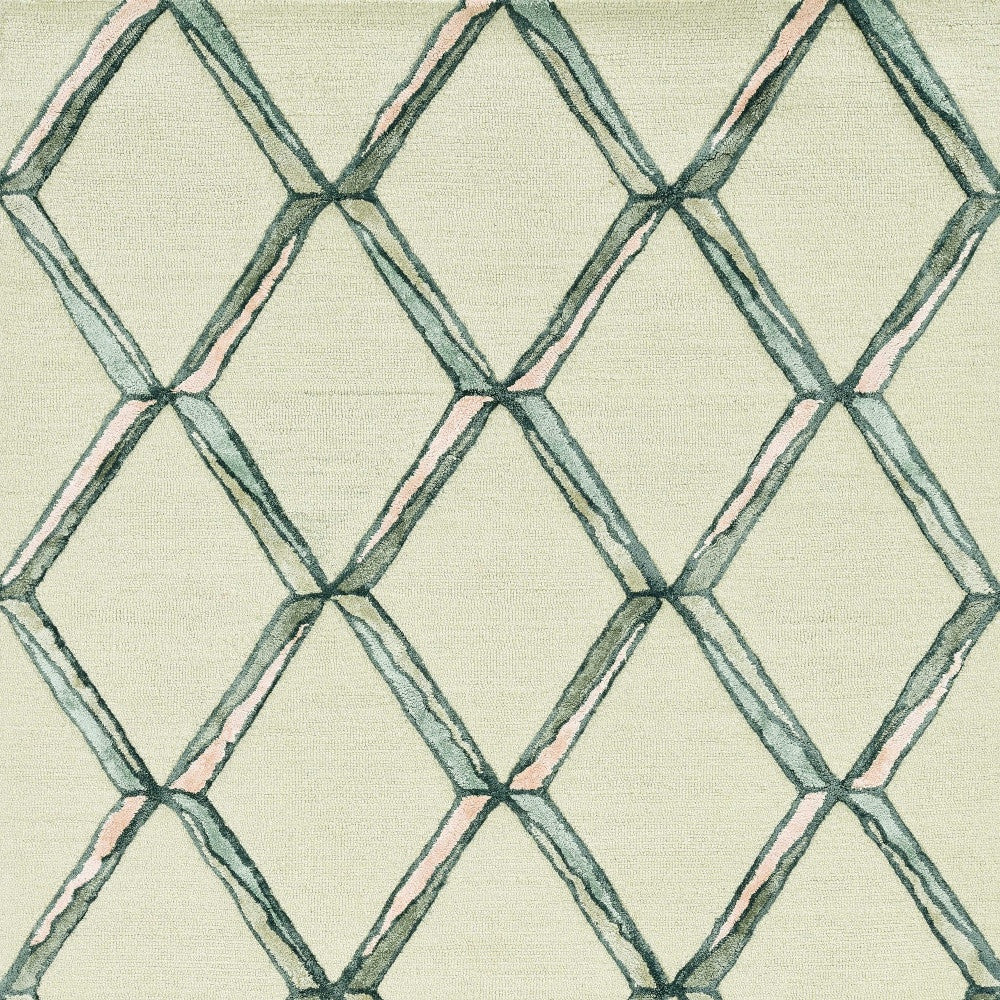115 Cream Wool Geometric Hand Tufted Rug