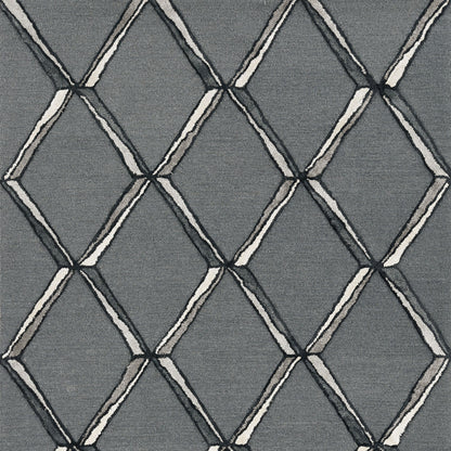 115 Gray Wool Geometric Hand Tufted Rug