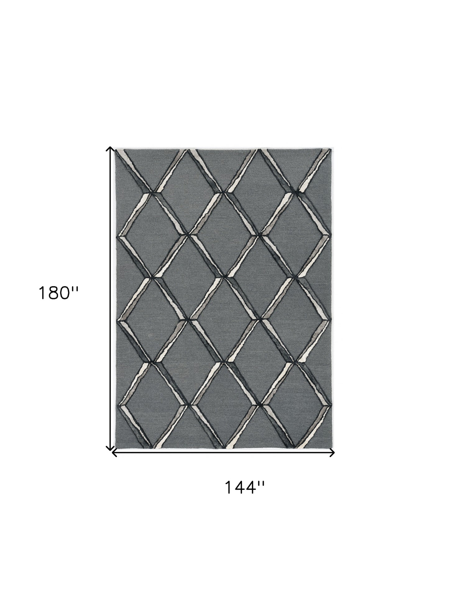 115 Gray Wool Geometric Hand Tufted Rug