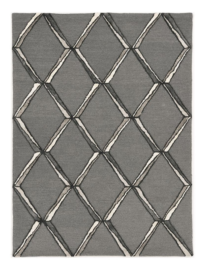 8 x 10 Gray Wool Geometric Hand Tufted Rug