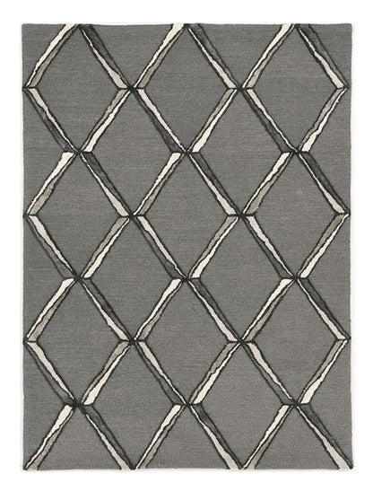 8 x 10 Gray Wool Geometric Hand Tufted Rug