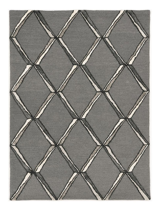 8 x 10 Gray Wool Geometric Hand Tufted Rug