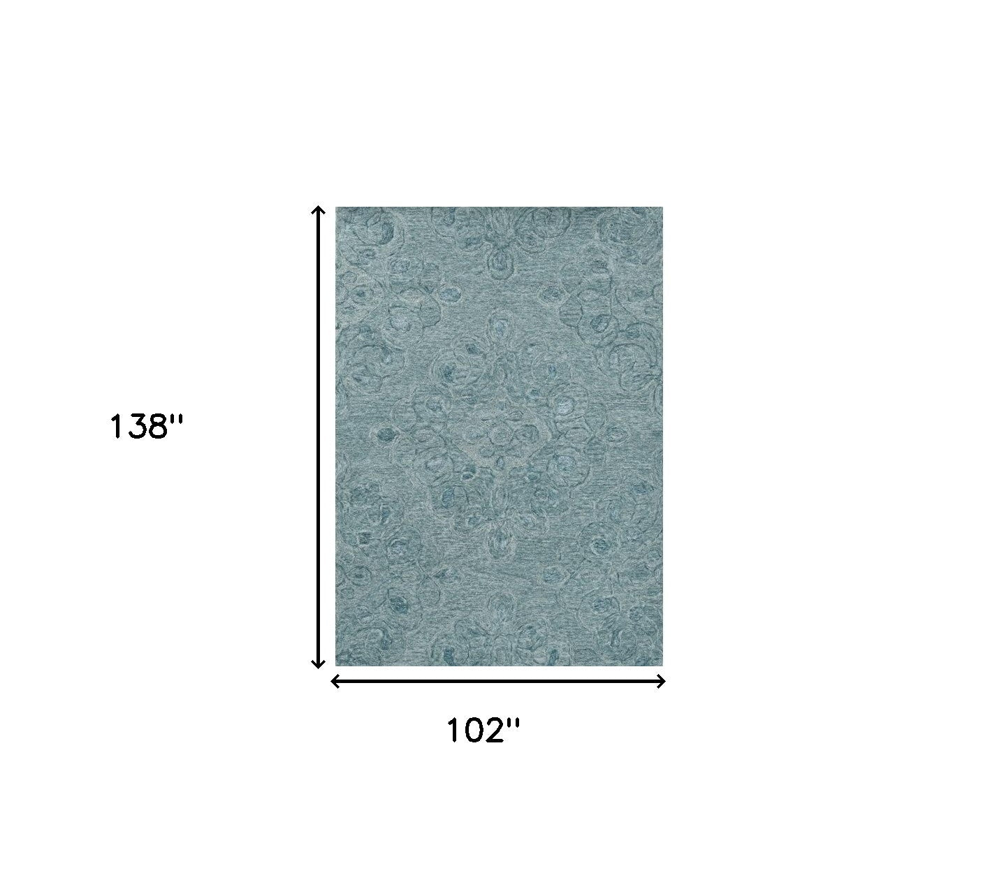 9 x 12 Seafoam Blue Hand Tufted Floral Indoor Rug