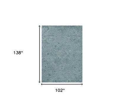 9 x 12 Seafoam Blue Hand Tufted Floral Indoor Rug