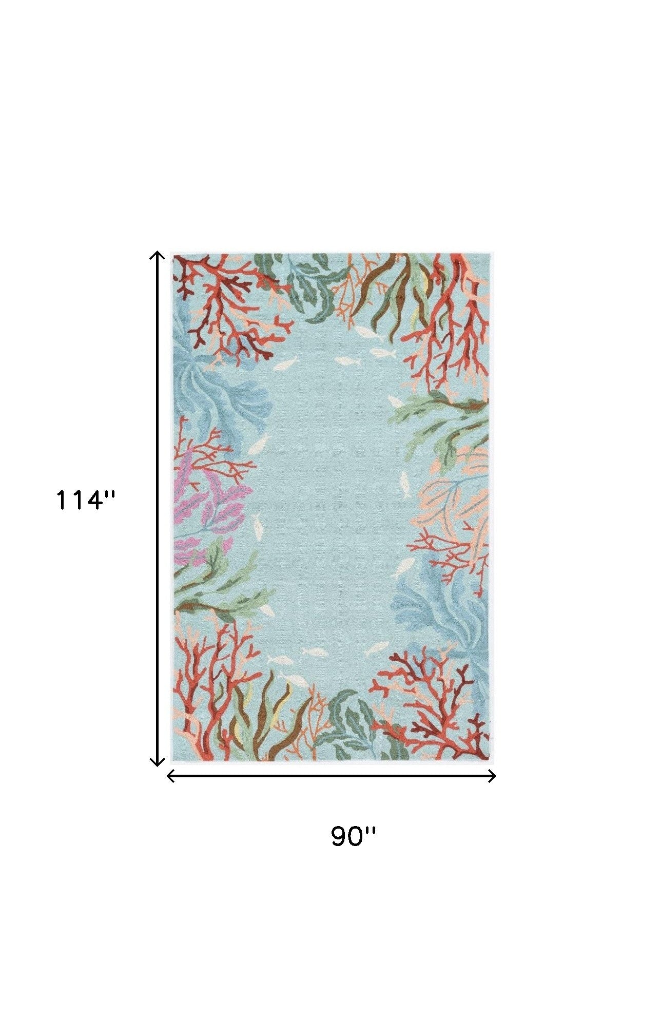 90 X 114 Blue Polyester Rug