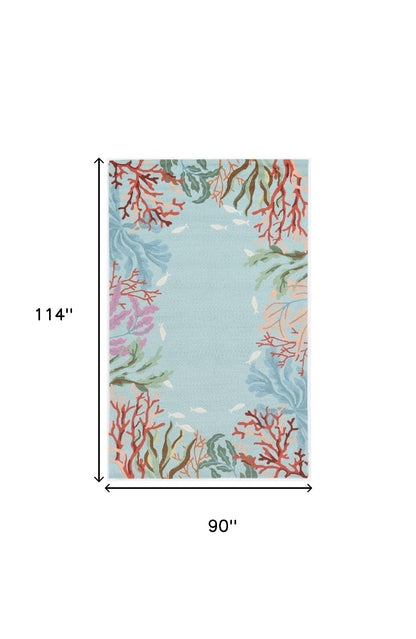 90 X 114 Blue Polyester Rug
