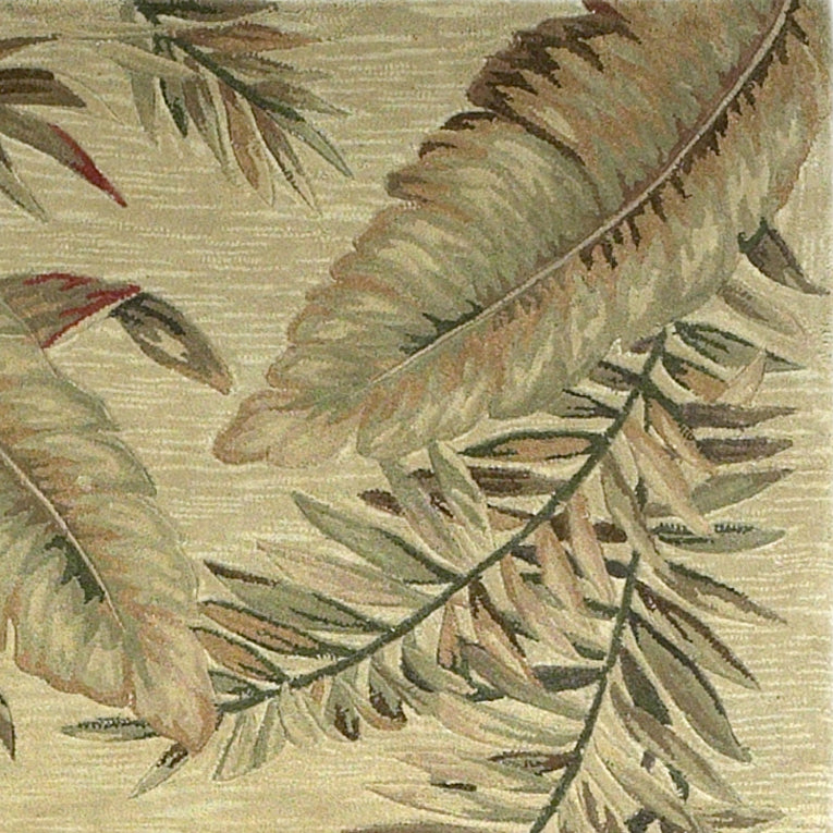 8 x 10 Ivory Hand Tufted Tropical Leaves Indoor Rug