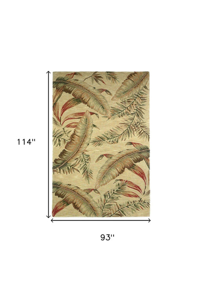 8 x 10 Ivory Hand Tufted Tropical Leaves Indoor Rug