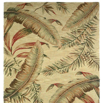 8 x 10 Ivory Hand Tufted Tropical Leaves Indoor Rug