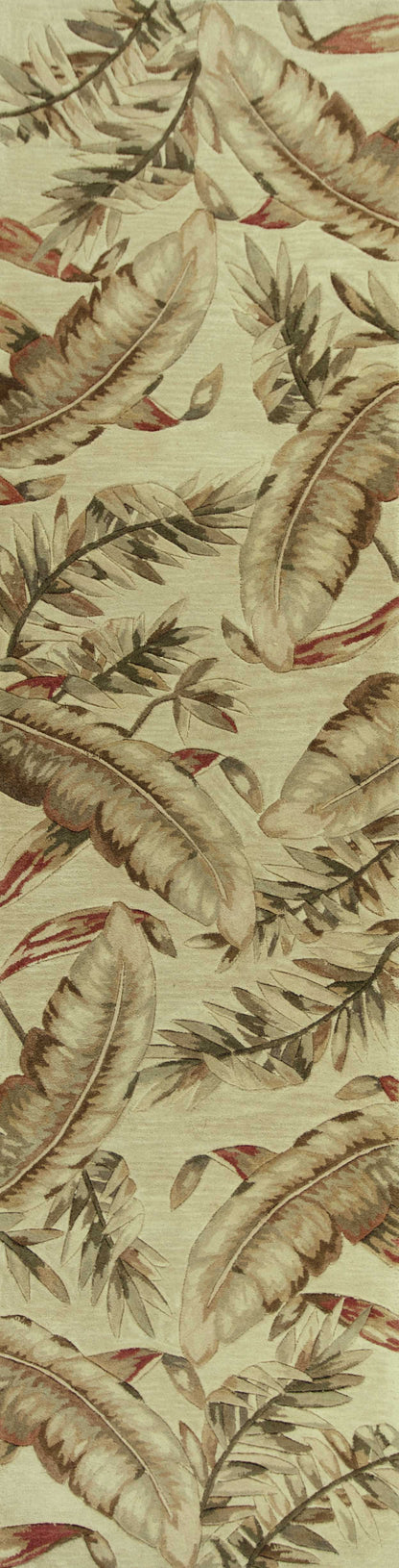 9 x 12 Ivory Hand Tufted Tropical Leaves Indoor Rug