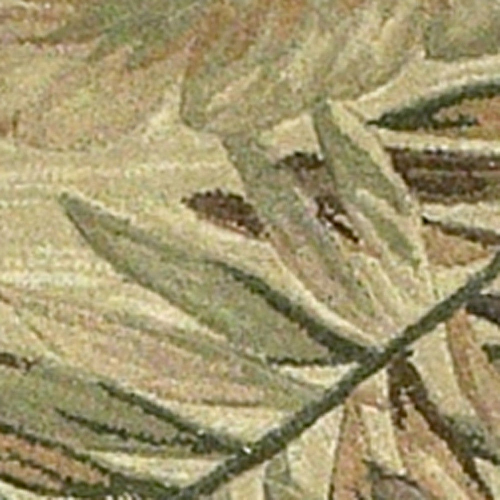 9 x 12 Ivory Hand Tufted Tropical Leaves Indoor Rug