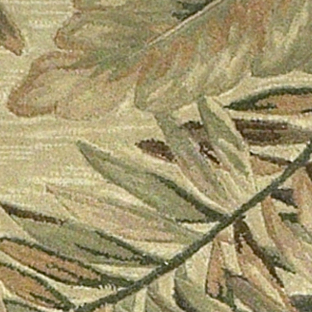 9 x 12 Ivory Hand Tufted Tropical Leaves Indoor Rug