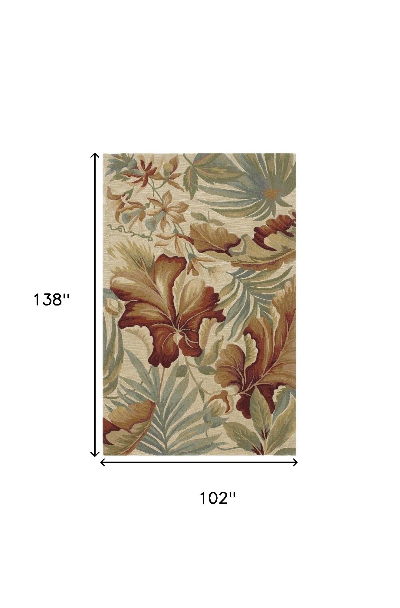 102 X 138 Ivory  Wool Rug