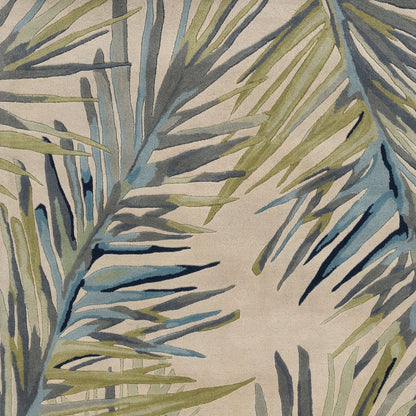 9 x 12 Ivory Hand Tufted Tropical Palms Indoor Rug