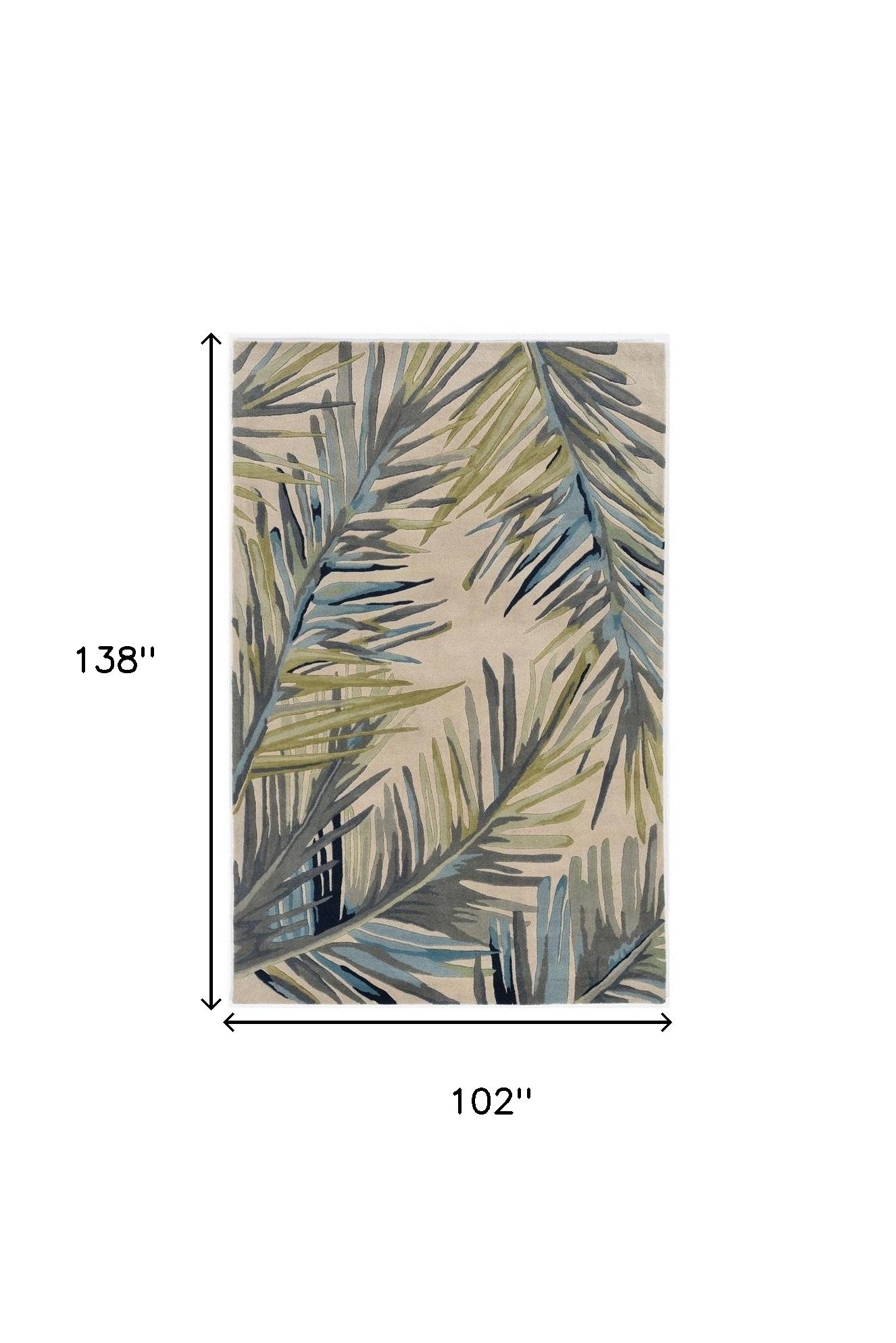 9 x 12 Ivory Hand Tufted Tropical Palms Indoor Rug