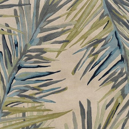9 x 12 Ivory Hand Tufted Tropical Palms Indoor Rug