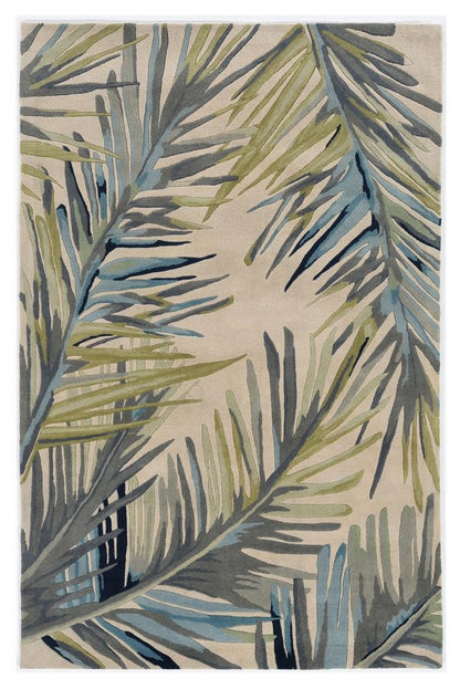 9 x 12 Ivory Hand Tufted Tropical Palms Indoor Rug