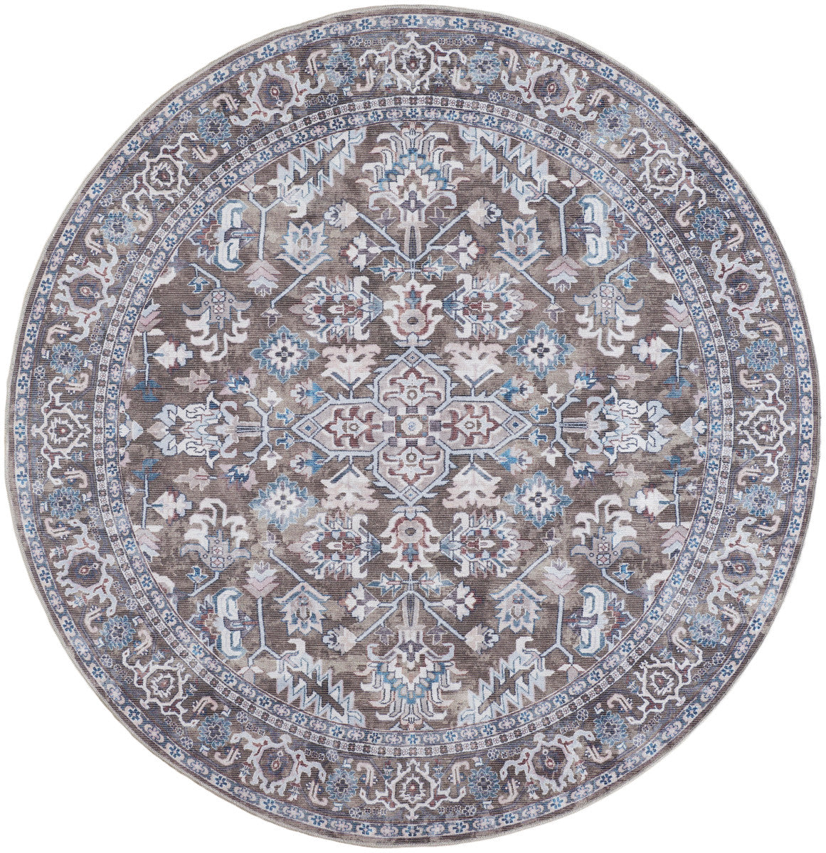Nourison New Concept Olive & Ivory Machine Washable Rug - 7'10" Round