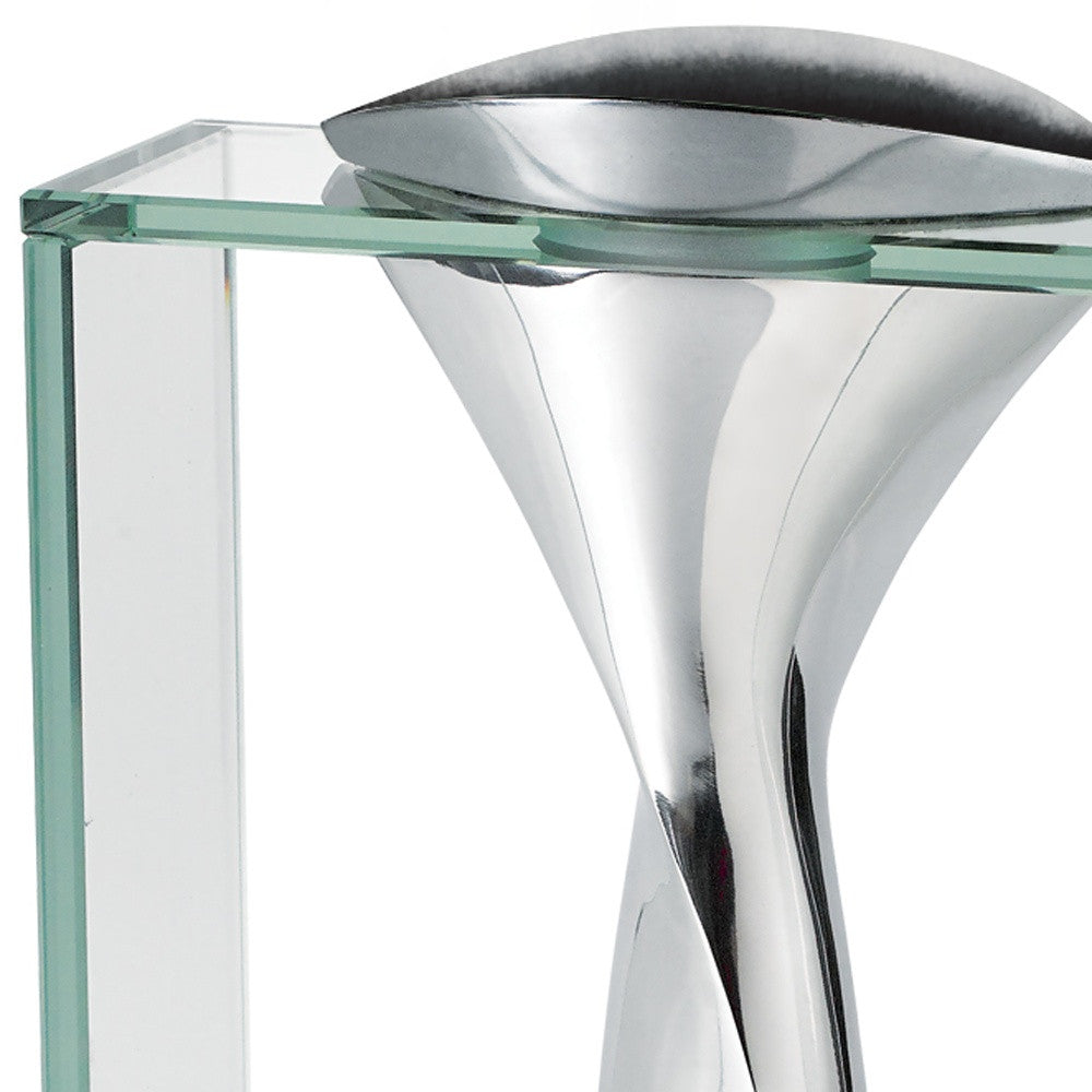 Clear Cylinder Aluminum & Crystal Glass Table Vase