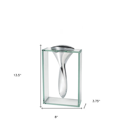 Clear Cylinder Aluminum & Crystal Glass Table Vase