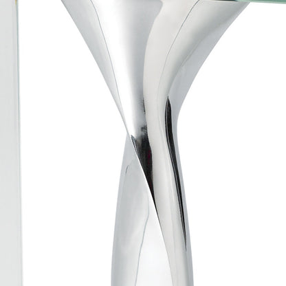Clear Cylinder Aluminum & Crystal Glass Table Vase