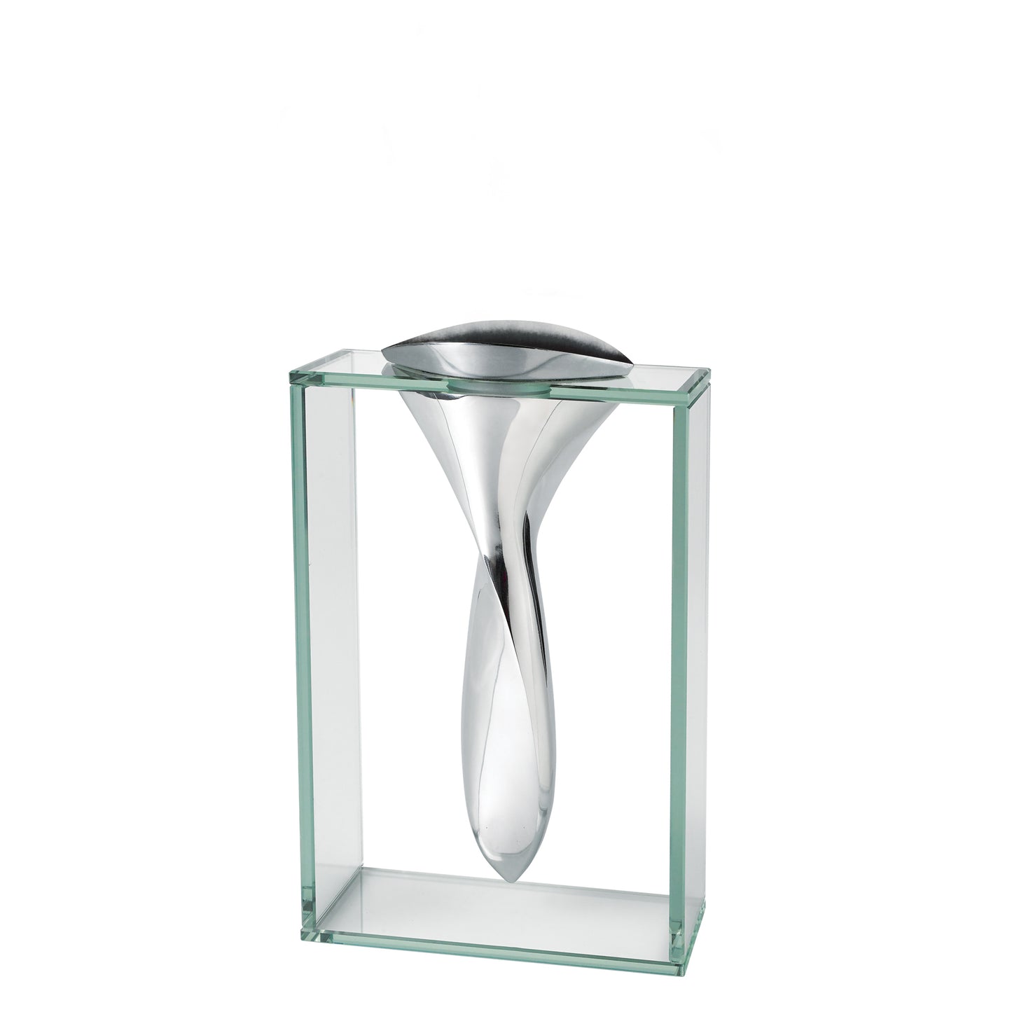 Clear Cylinder Aluminum & Crystal Glass Table Vase